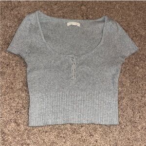 La Hearts Gray Ribbed Crop T-Shirt